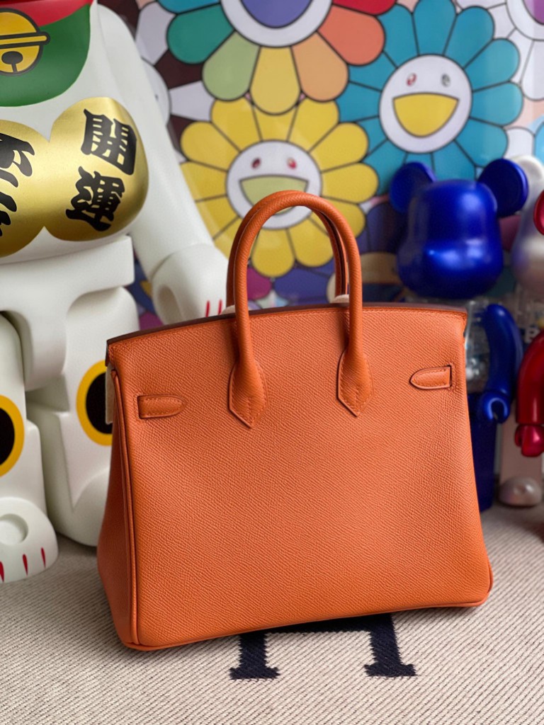 Hermès（爱马仕）Birkin 铂金包 epsom 原厂掌纹皮 93 橙色 Orange 金扣 25cm 顶级手缝