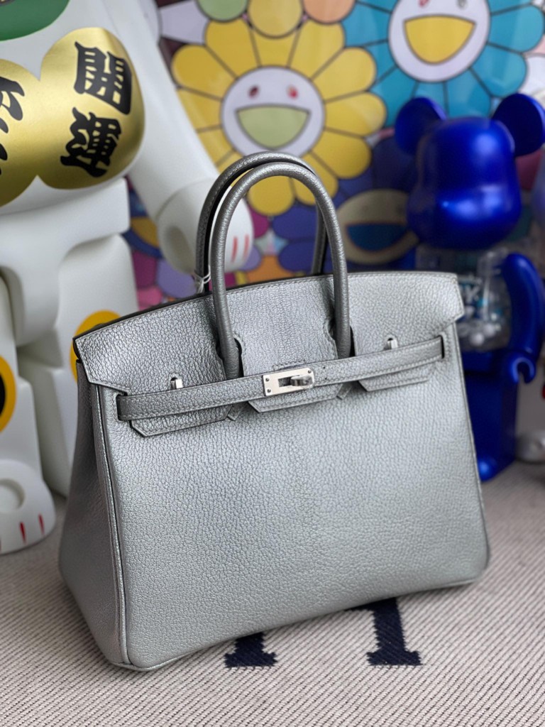 Hermès（爱马仕）Birkin 铂金包 Chevre 山羊皮 银色 银扣 25cm 顶级手缝