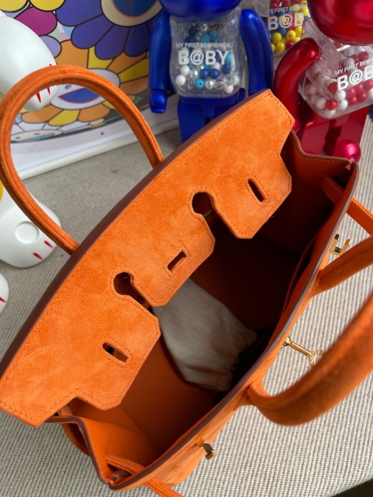 Hermès(爱马仕)Birkin 铂金包 麂皮 橙色 orange 金扣 25cm 顶级手缝-拉尔森鳄鱼皮具定制 - 爱马仕包包官网 Hermès(爱马仕)Birkin 铂金包 麂皮 橙色 orange 金扣 25cm 顶级手缝