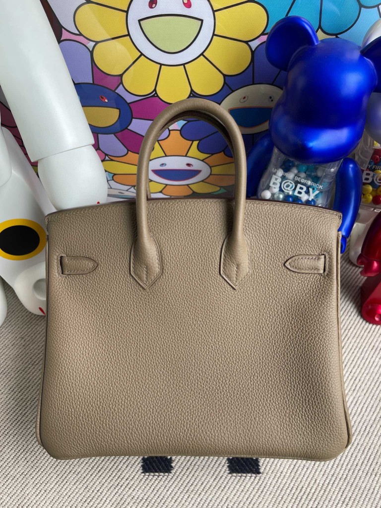 Hermès（爱马仕）Birkin 铂金包 原厂小牛皮 togo ck18 大象灰 内拼水妖蓝 银扣 25cm 顶级手缝