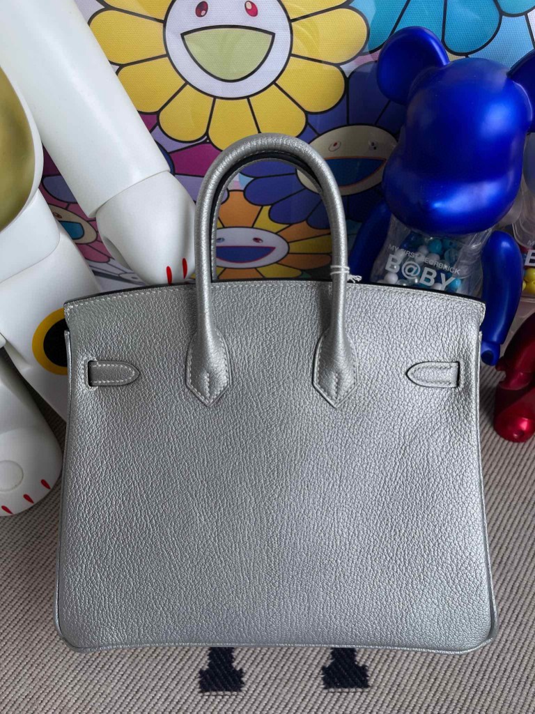 Hermès（爱马仕）Birkin 铂金包 Chevre 山羊皮 银色 银扣 25cm 顶级手缝