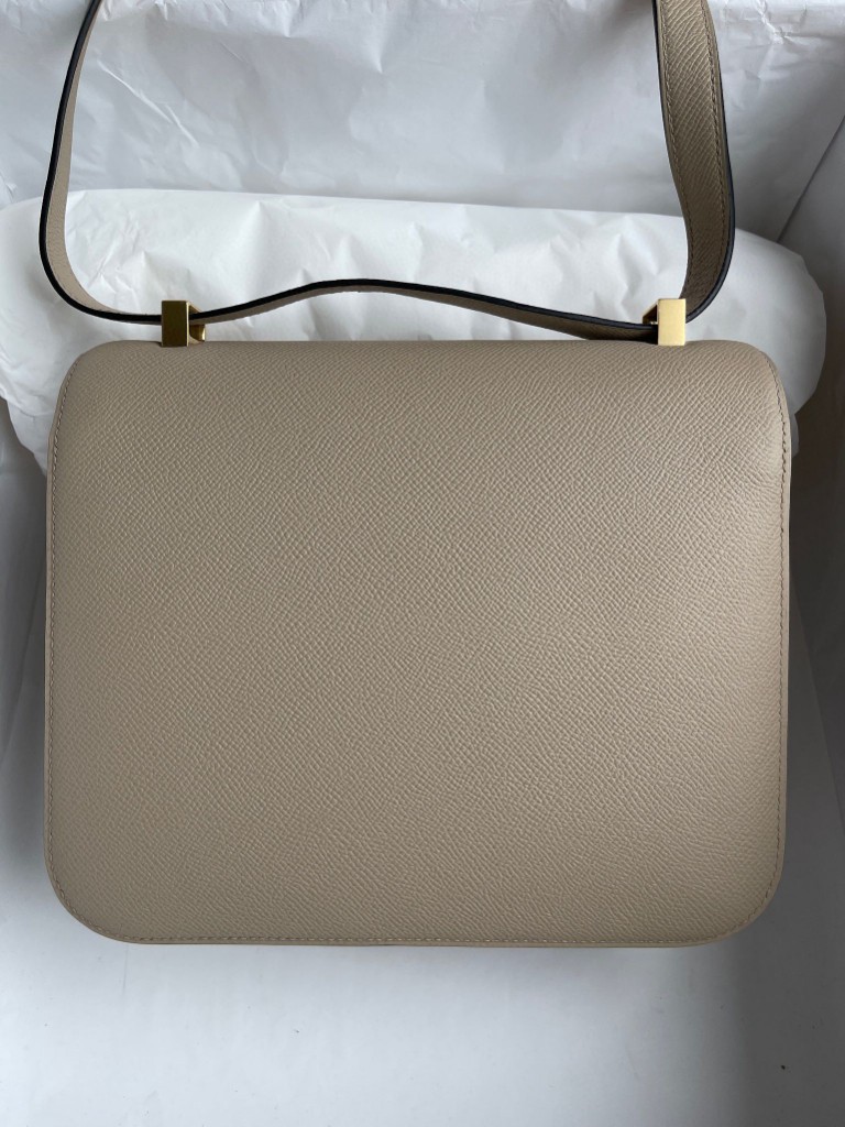 Hermès（爱马仕）Constance 空姐包 Epsom 原厂掌纹皮 S2 风衣灰 trench 金扣 24cm 顶级手缝