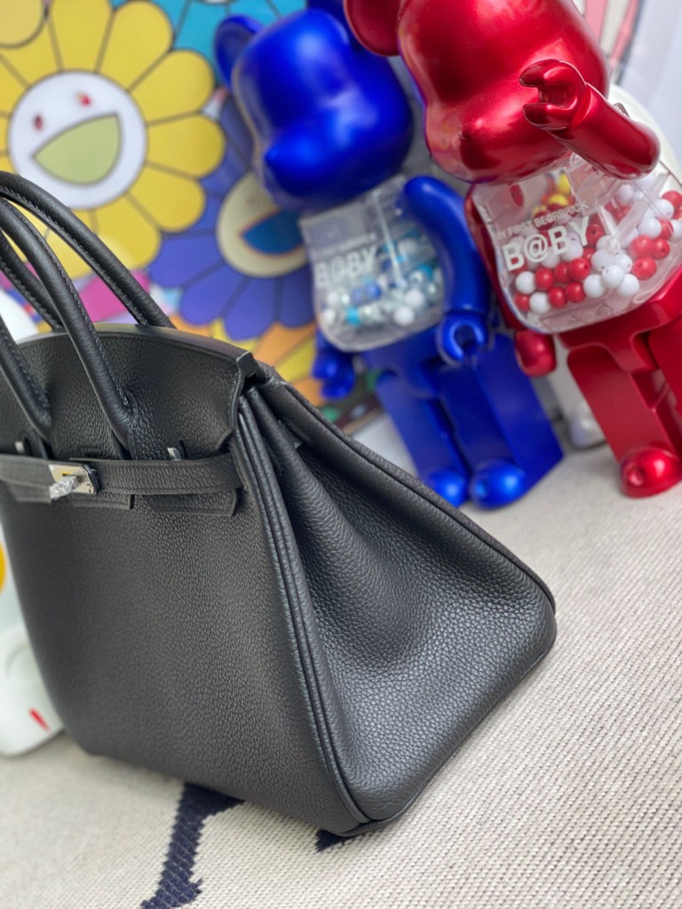 Hermès（爱马仕）Birkin 铂金包 原厂小牛皮 Togo ck89 黑色 Noir 银扣 25cm 顶级手缝