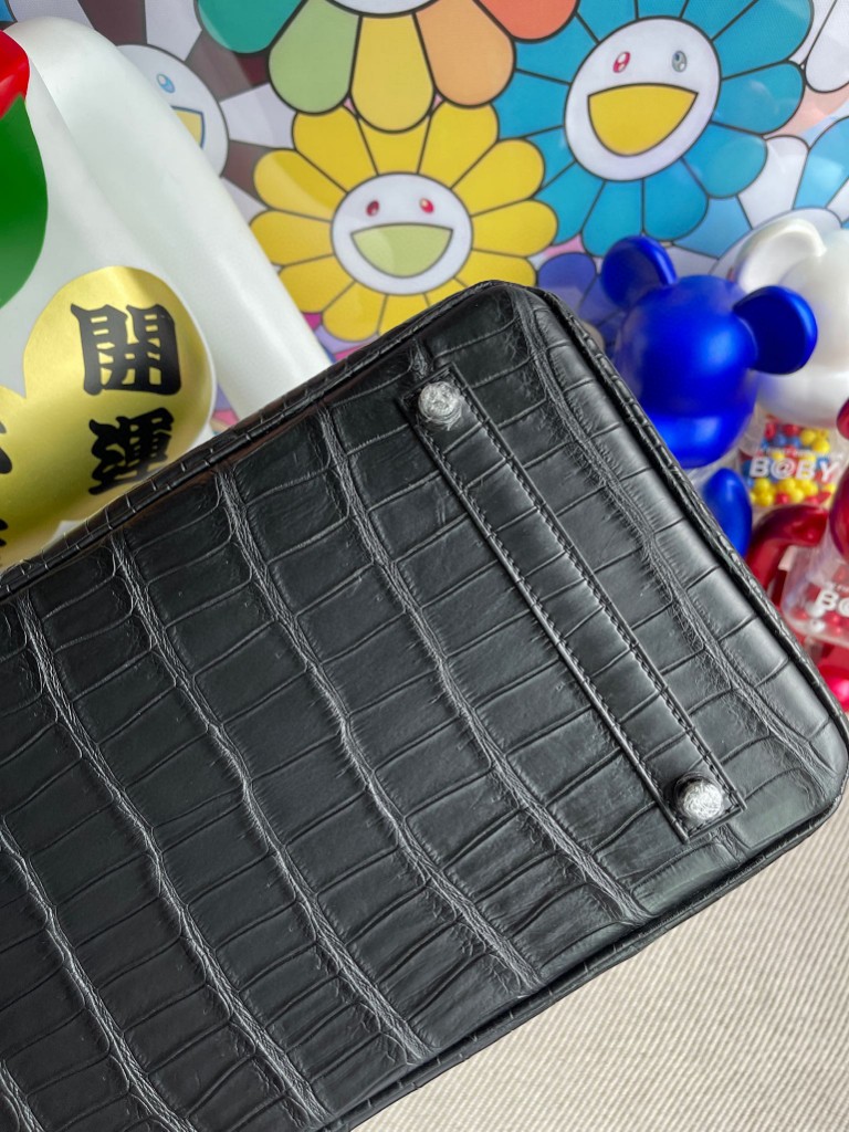 Hermès(爱马仕)Birkin 铂金包 Porosus matt 雾面湾鳄 ck89 黑色 Noir so black 35cm-拉尔森鳄鱼皮具定制 - 爱马仕包包官网 Hermès(爱马仕)Birkin 铂金包 Porosus matt 雾面湾鳄 ck89 黑色 Noir so black 35cm