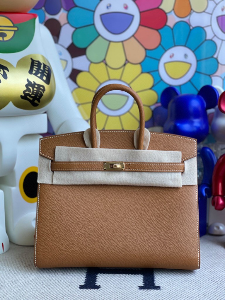 Hermès（爱马仕）Birkin 铂金包 Epsom 原厂掌纹皮 ck37 金棕色 Gold 金扣 25cm 顶级手缝