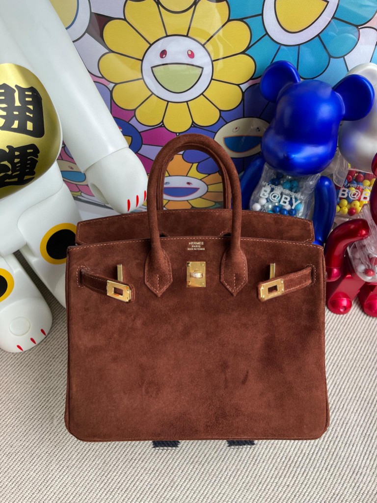 Hermès（爱马仕）Birkin 铂金包 麂皮 乌木色 金扣 25cm 顶级手缝