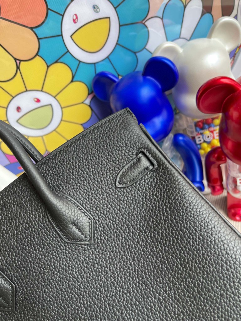 Hermès（爱马仕）Birkin 铂金包 原厂小牛皮 Togo ck89 黑色 Noir 银扣 25cm 顶级手缝