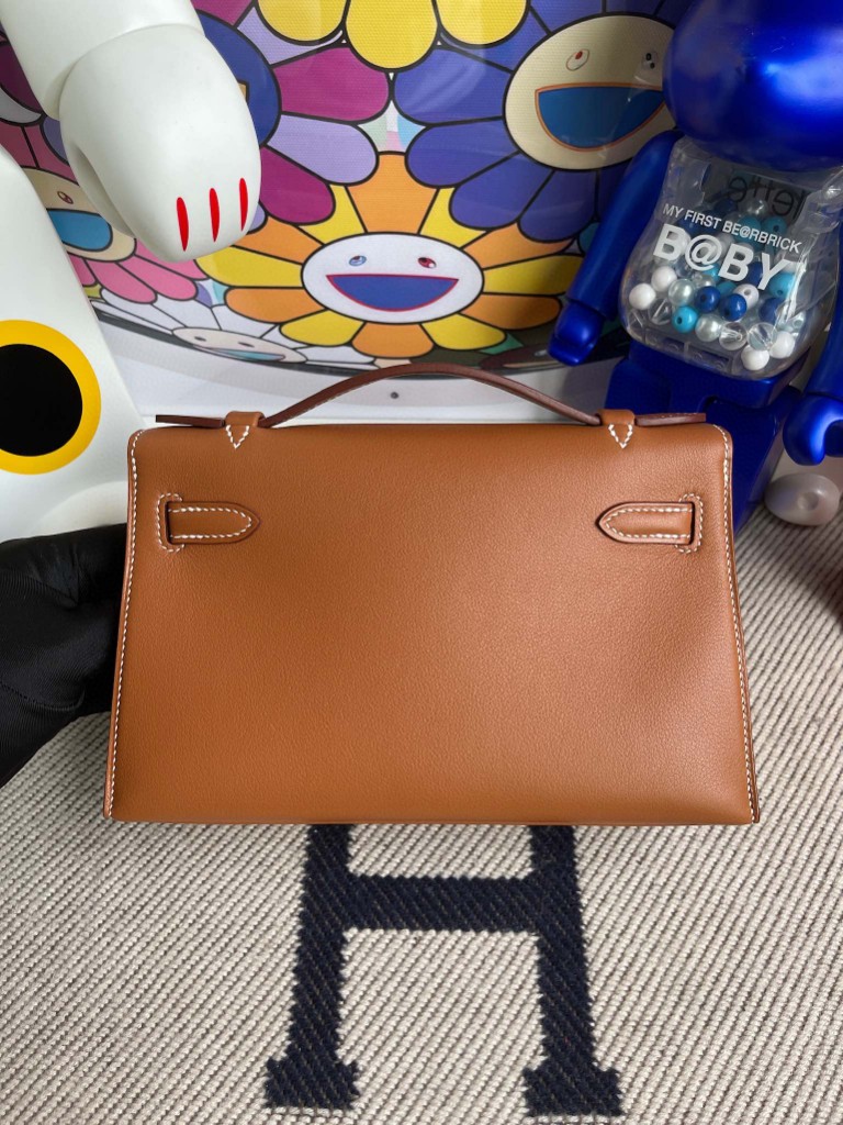 Hermès（爱马仕）Mini kelly pochette 22cm Swift ck37 金棕色 gold 金扣 手拿包 晚宴包