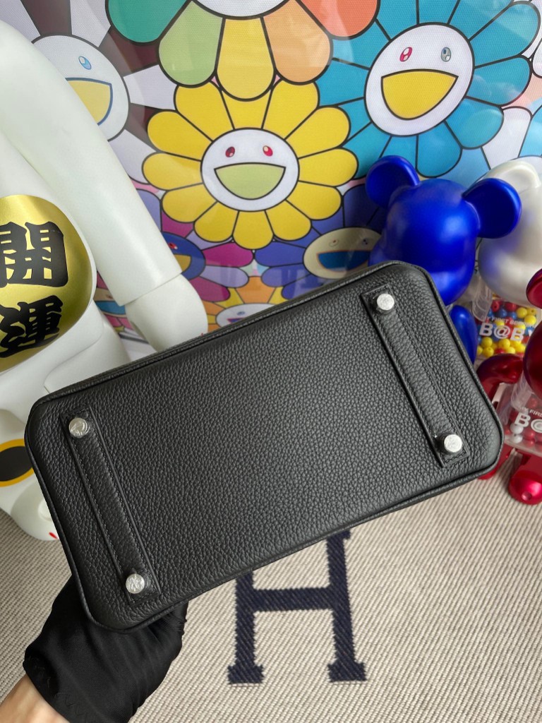 Hermès（爱马仕）Birkin 铂金包 原厂小牛皮 Togo ck89 黑色 Noir 银扣 25cm 顶级手缝