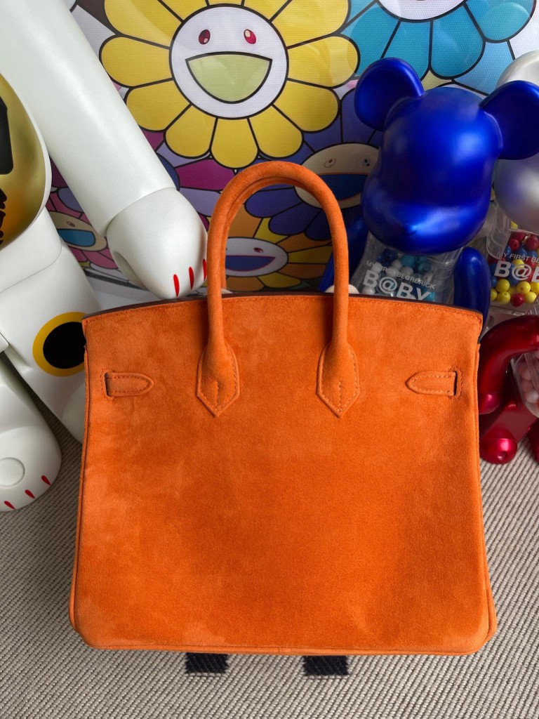 Hermès（爱马仕）Birkin 铂金包 麂皮 橙色 orange 金扣 25cm 顶级手缝