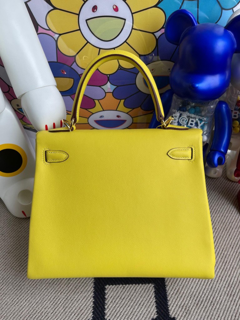 Hermès（爱马仕）Kelly 凯莉包 Swift 9R 柠檬黄 金扣 25cm 顶级手缝