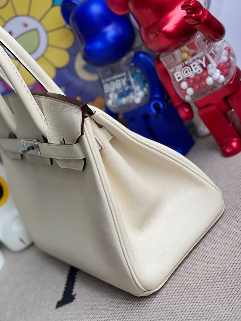 Hermès（爱马仕）Birkin 铂金包 Swift皮 nata 奶昔白 银扣 30cm 顶级手缝