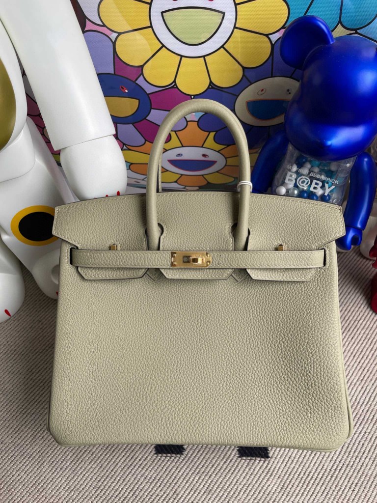 Hermès（爱马仕）Birkin 铂金包 原厂小牛皮 togo 鼠尾绿 金扣 25cm 顶级手缝 现货