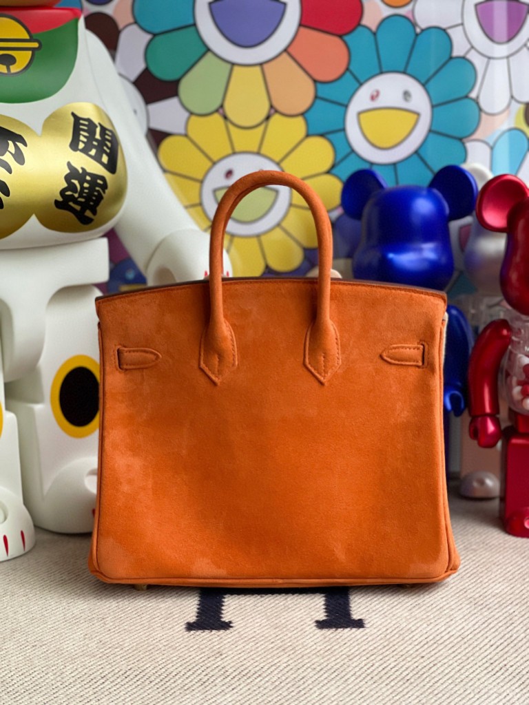 Hermès（爱马仕）Birkin 铂金包 麂皮 橙色 orange 金扣 25cm 顶级手缝