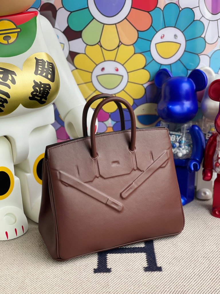 Hermès（爱马仕）Birkin 铂金包 Shadow 马鞍色 25cm 顶级手缝 超美