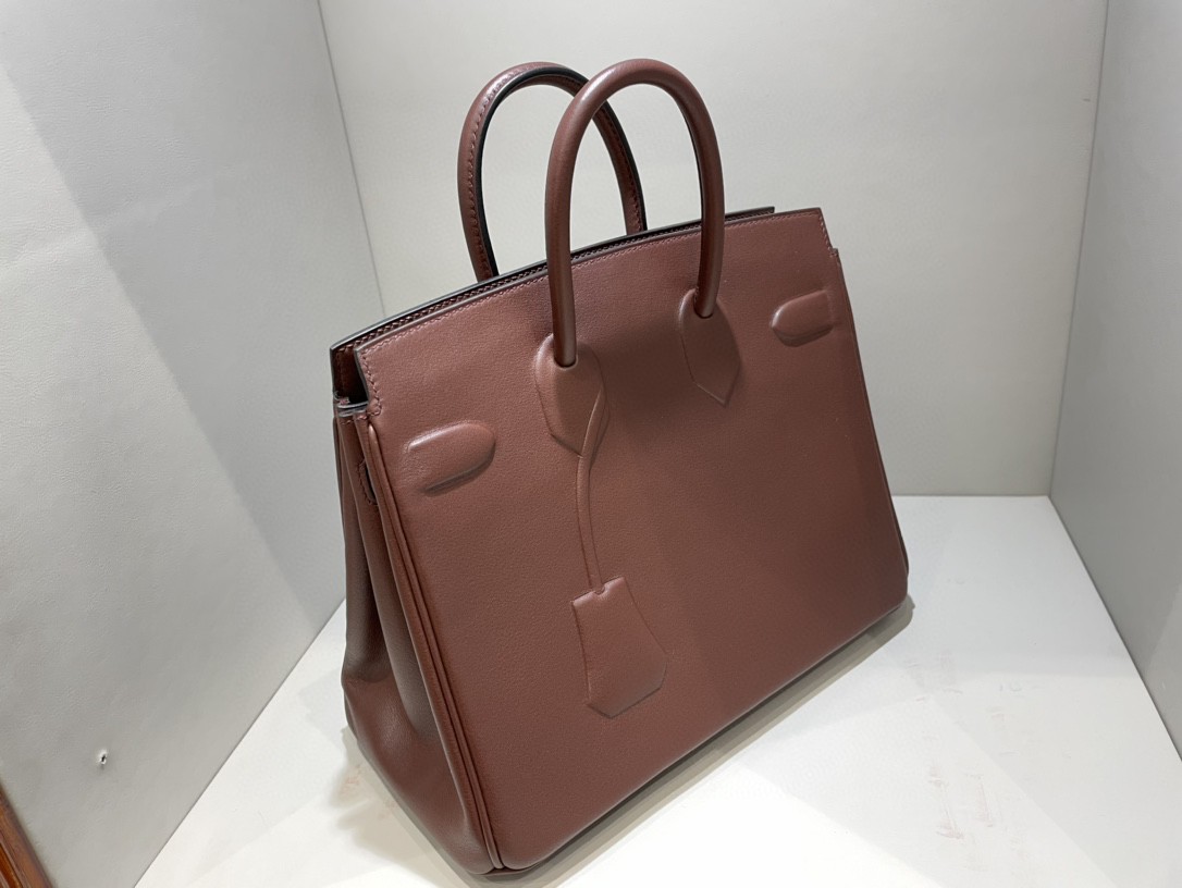 Hermès（爱马仕）Birkin Shadow 幻影 马鞍红 rouge sellier 25cm 凹凸有致的影子设计