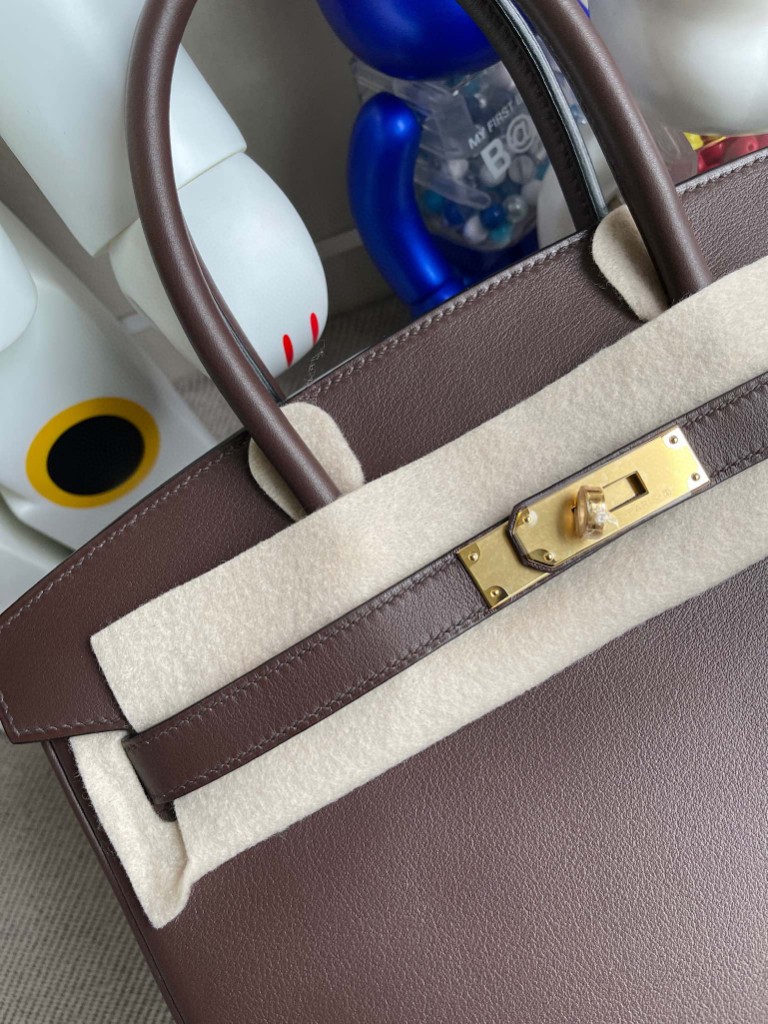 Hermès（爱马仕）Birkin 铂金包 Swift 巧克力色 chocolate 金扣 30cm 顶级手缝 超美