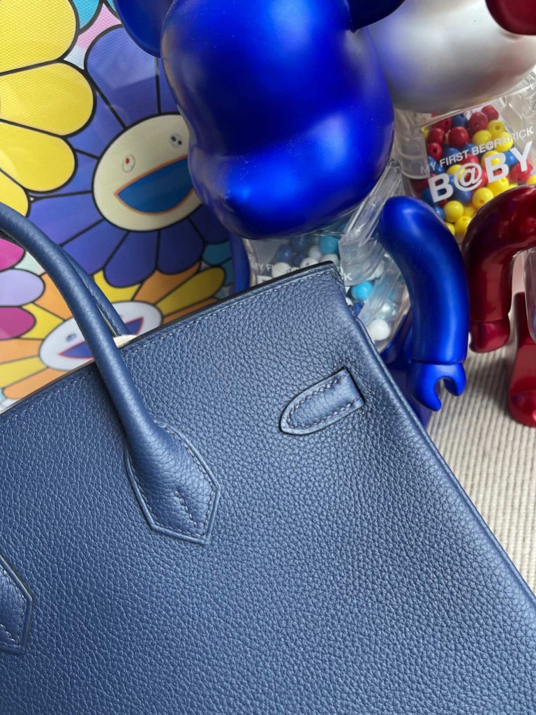 Hermès（爱马仕）Birkin 铂金包 原厂小牛皮togo 宝石蓝 银扣 25cm 顶级手缝