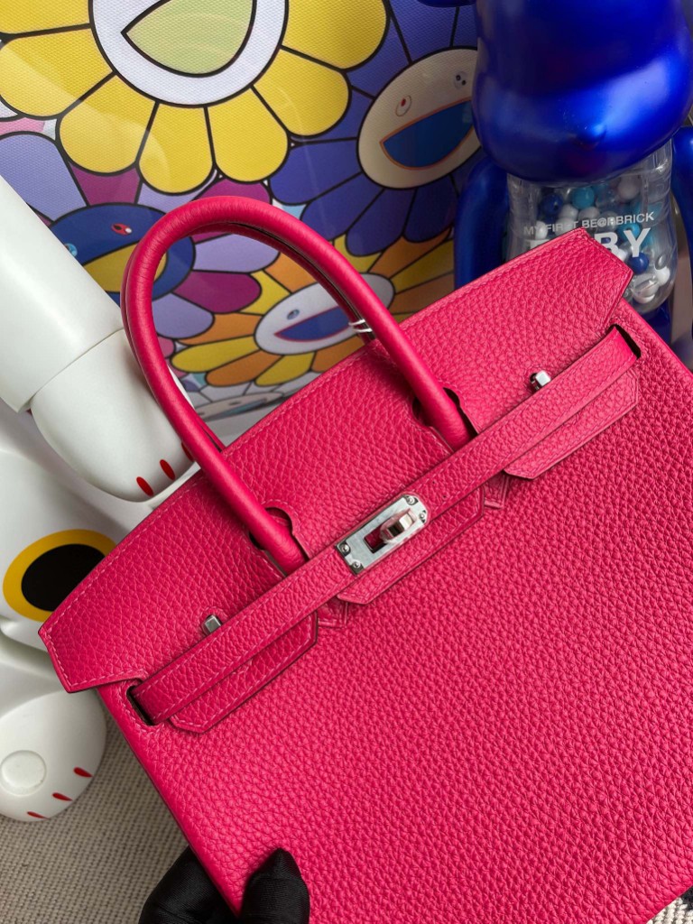 Hermès（爱马仕）Birkin 铂金包 原厂小牛皮 togo 墨西哥粉 银扣 25cm 顶级手缝 现货