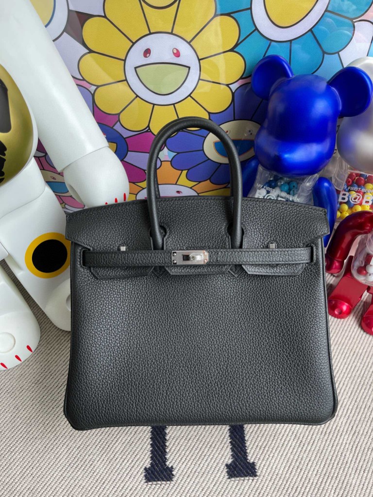 Hermès（爱马仕）Birkin 铂金包 原厂小牛皮 Togo ck89 黑色 Noir 银扣 25cm 顶级手缝