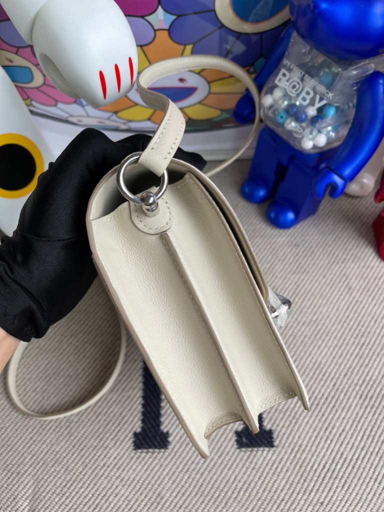 Hermès（爱马仕）Roulis 猪鼻子 Evecolor 奶油白 银扣 18cm 定制