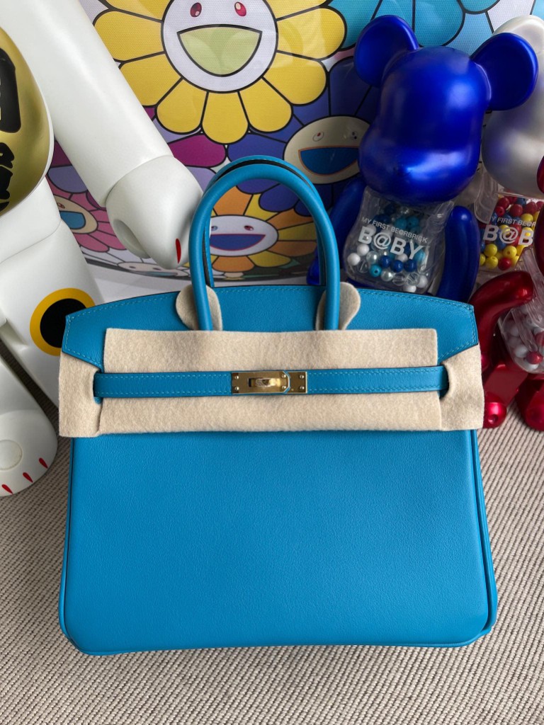 Hermès（爱马仕）Birkin 铂金包 Swift皮 0F 佛罗里达蓝 金扣 25cm 顶级手缝