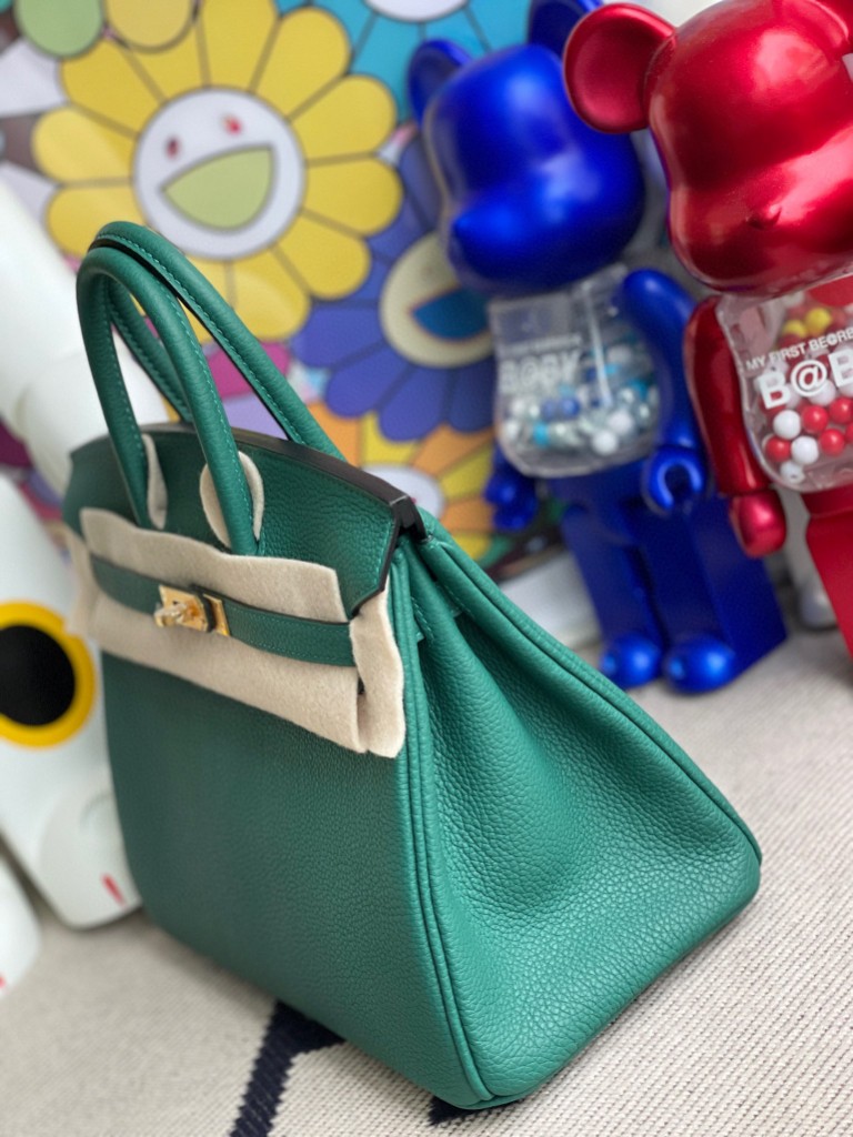 Hermès（爱马仕）Birkin 铂金包 原厂小牛皮 togo Z6 孔雀绿 Malachite 金扣 25cm 顶级手缝