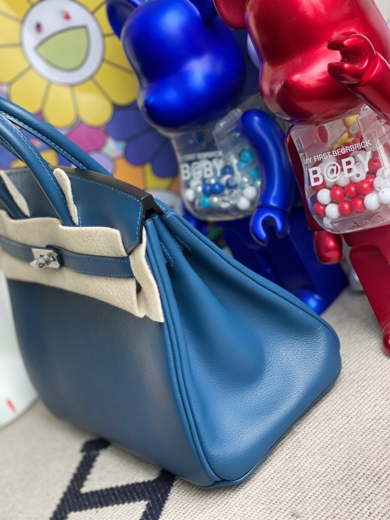 Hermès(爱马仕)Birkin 铂金包 Swift S4 深邃蓝 deep blue 银扣 25cm 顶级手缝-拉尔森鳄鱼皮具定制 - 爱马仕包包官网 Hermès(爱马仕)Birkin 铂金包 Swift S4 深邃蓝 deep blue 银扣 25cm 顶级手缝