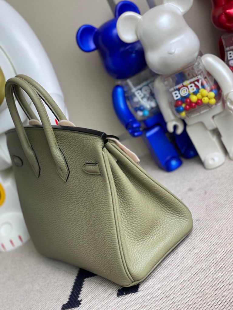 Hermès（爱马仕）Birkin 铂金包 原厂小牛皮 Togo 鼠尾绿 银扣 25cm 顶级手缝