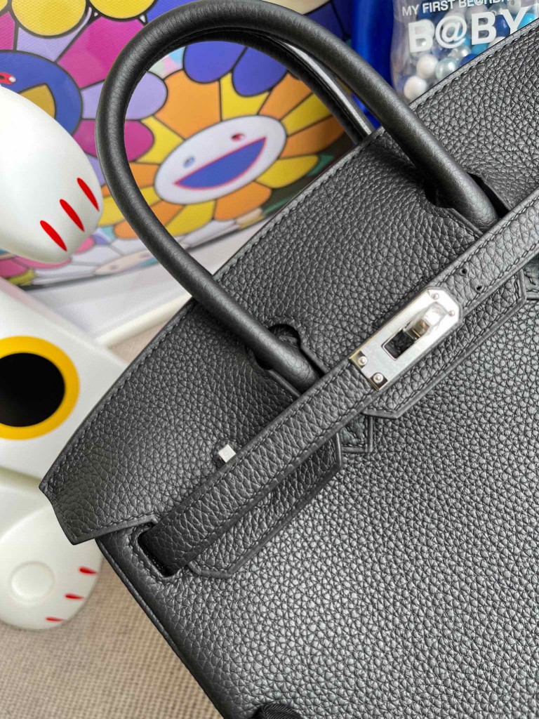 Hermès（爱马仕）Birkin 铂金包 原厂小牛皮 Togo ck89 黑色 Noir 银扣 25cm 顶级手缝