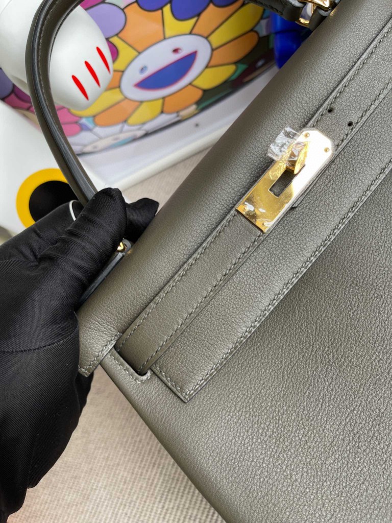Hermès（爱马仕）Kelly 凯莉包 Swift G8 深橄榄绿 金扣 25cm 顶级手缝 定制