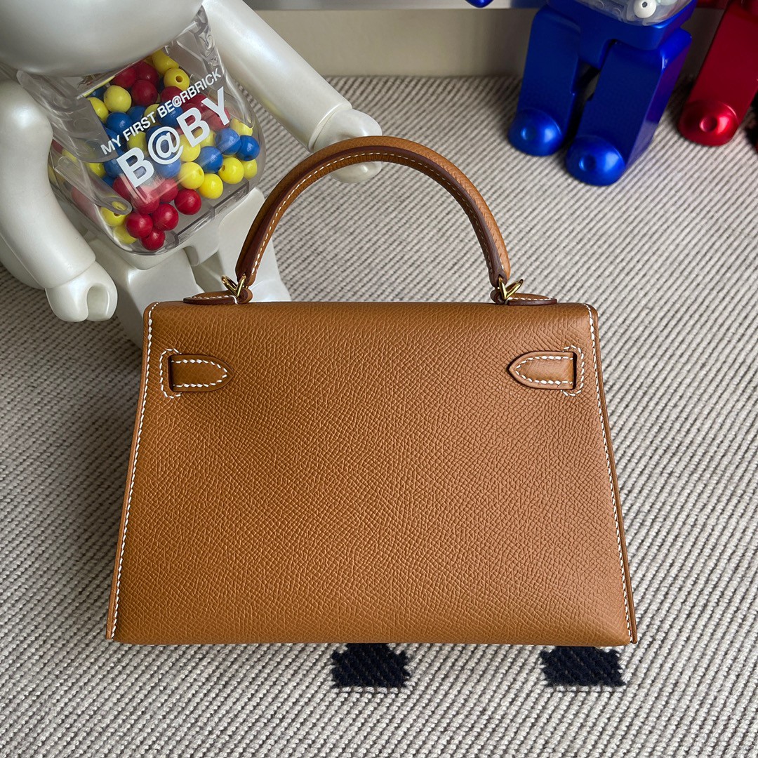 Hermès（爱马仕）Minikelly ll Epsom 原厂掌纹皮 ck37 金棕 gold 金扣 现货