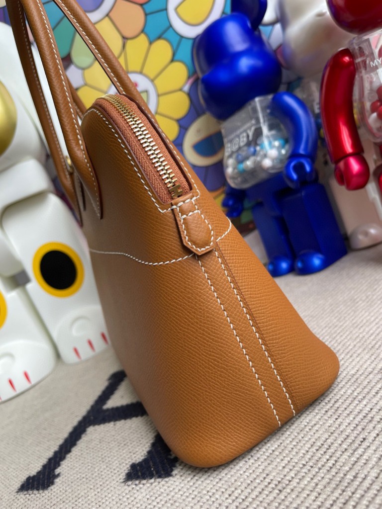 Hermès（爱马仕）Bolide 保龄球包 Epsom 原厂掌纹皮 ck37 金棕 Gold 金扣 27cm 顶级手缝