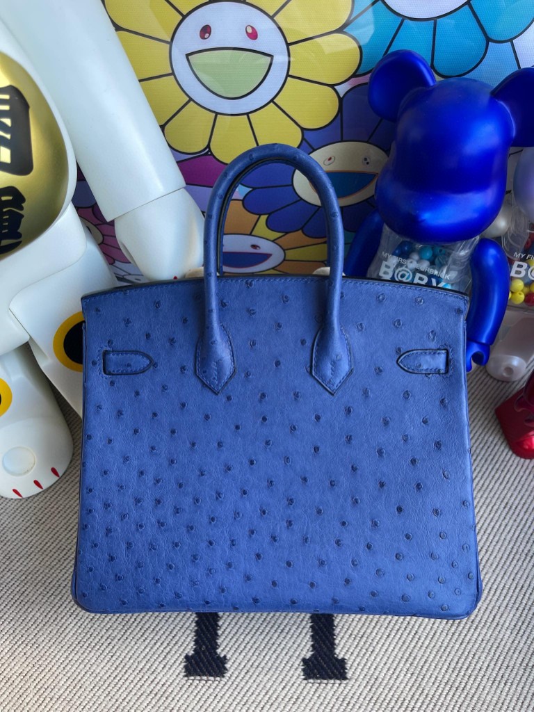 Hermès（爱马仕）Birkin 铂金包 Ostrich kk鸵鸟 7Q希腊蓝 mykonos 金扣 25cm 顶级手缝
