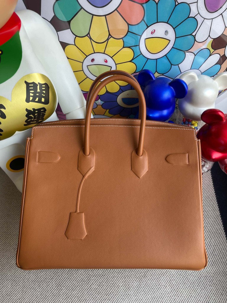 Hermès（爱马仕）Birkin Shadow 影子包 金棕色 银扣 35cm 顶级手缝