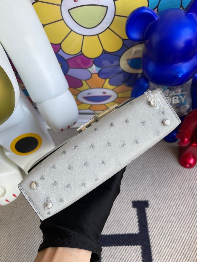 Hermès(爱马仕)Verrou 插销包 Ostrich kk鸵鸟 8U 冰川蓝 银扣 17cm 顶级手缝-拉尔森鳄鱼皮具定制 - 爱马仕包包官网 Hermès(爱马仕)Verrou 插销包 Ostrich kk鸵鸟 8U 冰川蓝 银扣 17cm 顶级手缝