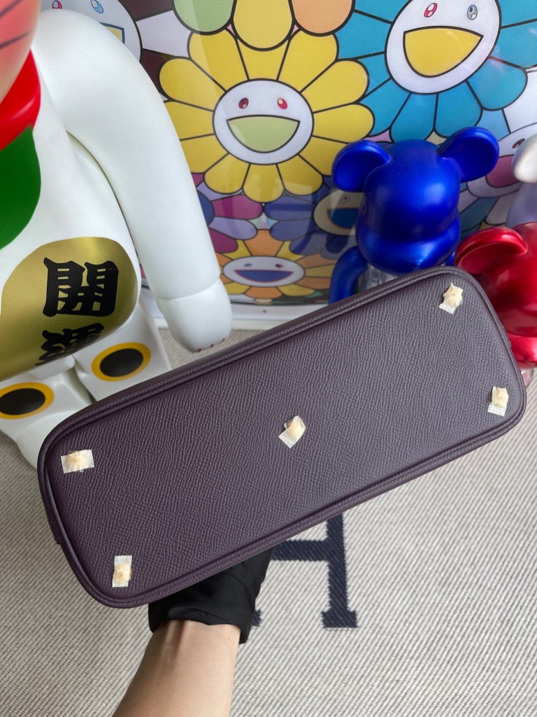 Hermès（爱马仕）Bolide 保龄球包 Epsom 原厂掌纹皮 葡萄紫 金扣 27cm 顶级手缝
