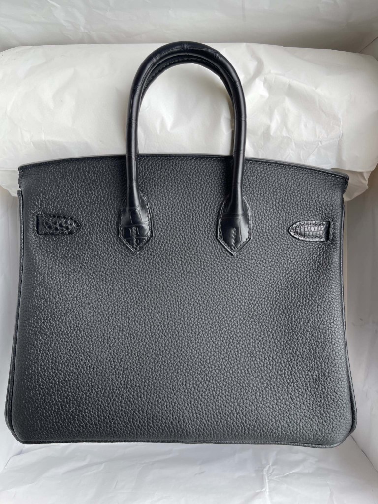 Hermès（爱马仕）Birkin Touch 系列 ck89 黑色 Noir 雾面鳄鱼 银扣 25cm 顶级手缝