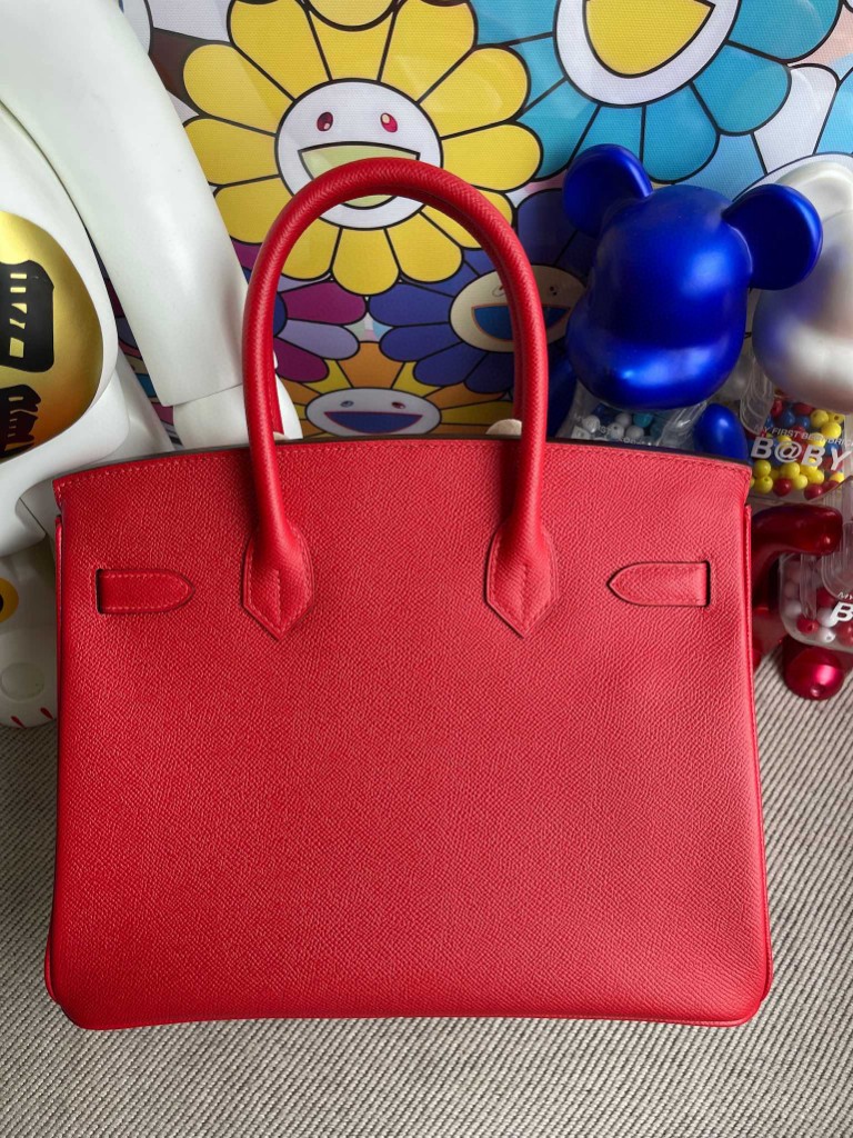 Hermès（爱马仕）Birkin 铂金包 Epsom 原厂掌纹皮 Q5 国旗红 Rouge casaque 金扣 30cm 顶级手缝
