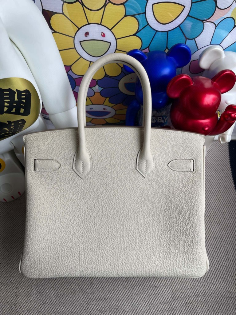 Hermès（爱马仕）Birkin 铂金包 原厂小牛皮 togo ck10 奶昔白 Craie 玫瑰金 Rose gold 30cm 顶级手缝