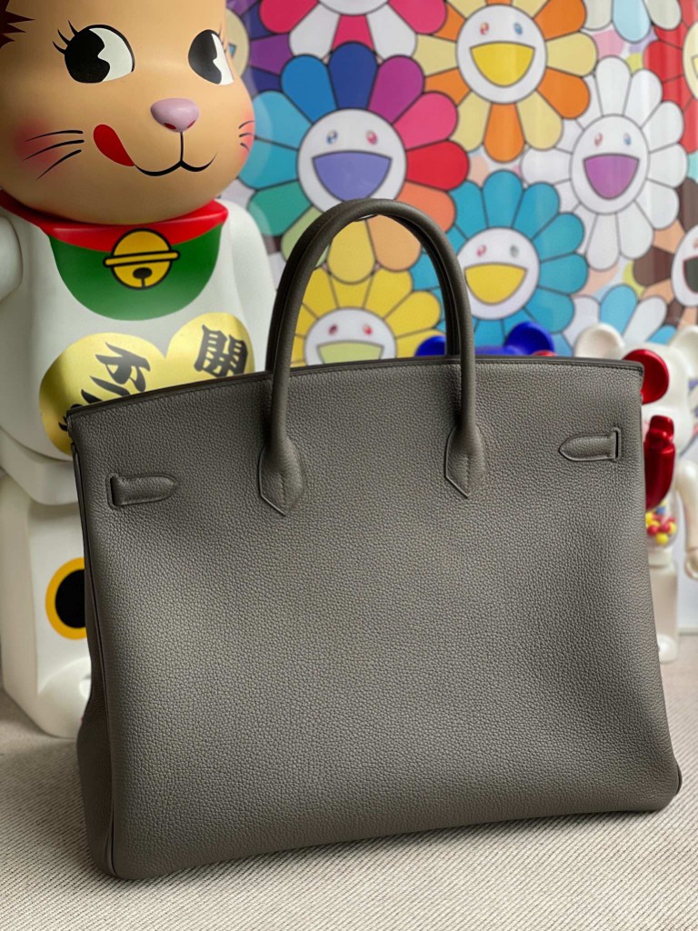 Hermès（爱马仕）Birkin 铂金包 原厂小牛皮 8F 锡器灰 Etain 银扣 40cm 顶级手缝