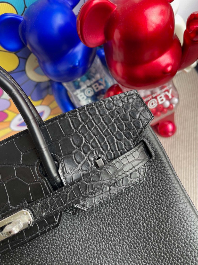 Hermès（爱马仕）Birkin Touch 系列 ck89 黑色 Noir 雾面鳄鱼 银扣 25cm 顶级手缝
