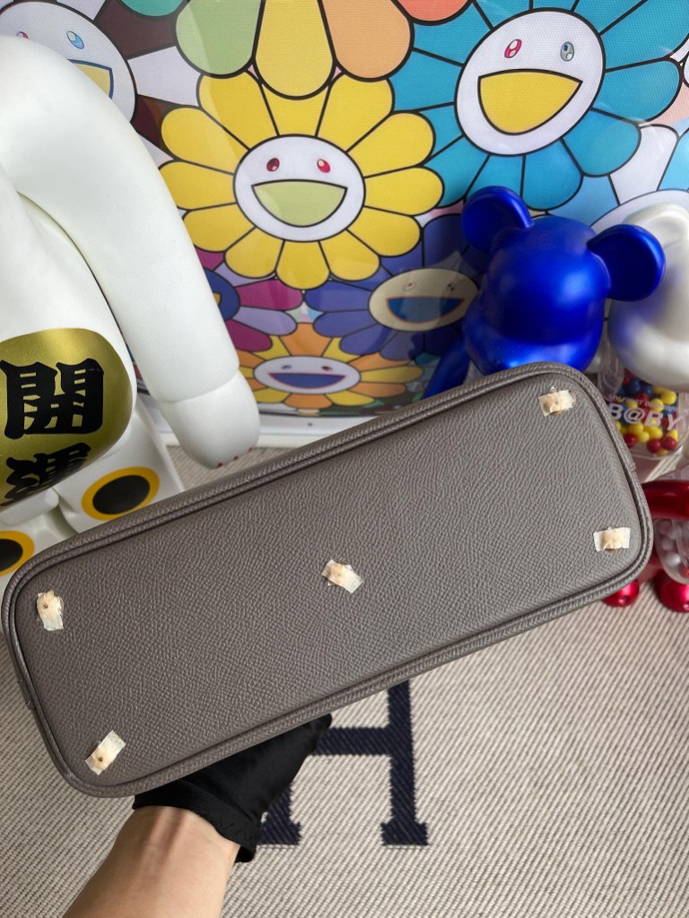 Hermès（爱马仕）Bolide 保龄球包 Epsom 原厂掌纹皮 8F 锡器灰 Etain 金扣 27cm 顶级手缝