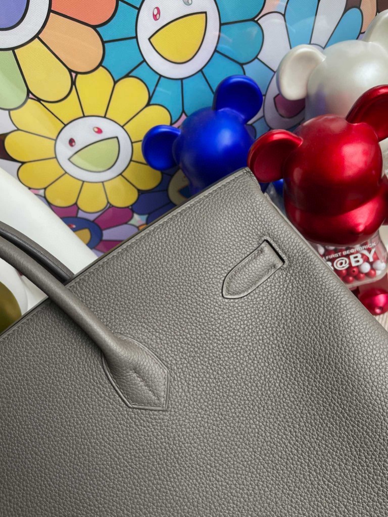 Hermès（爱马仕）Birkin 铂金包 原厂小牛皮 8F 锡器灰 Etain 银扣 40cm 顶级手缝