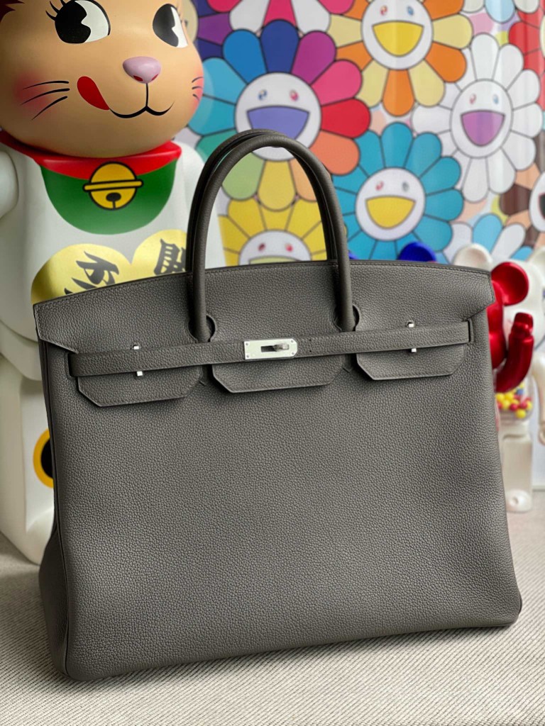 Hermès（爱马仕）Birkin 铂金包 原厂小牛皮 8F 锡器灰 Etain 银扣 40cm 顶级手缝
