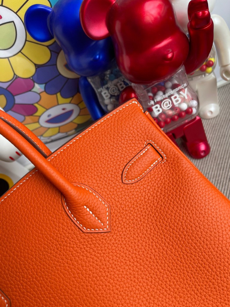 Hermès（爱马仕）Birkin 铂金包 9J火焰橙 原厂小牛皮 金扣 30cm 顶级手缝 定制