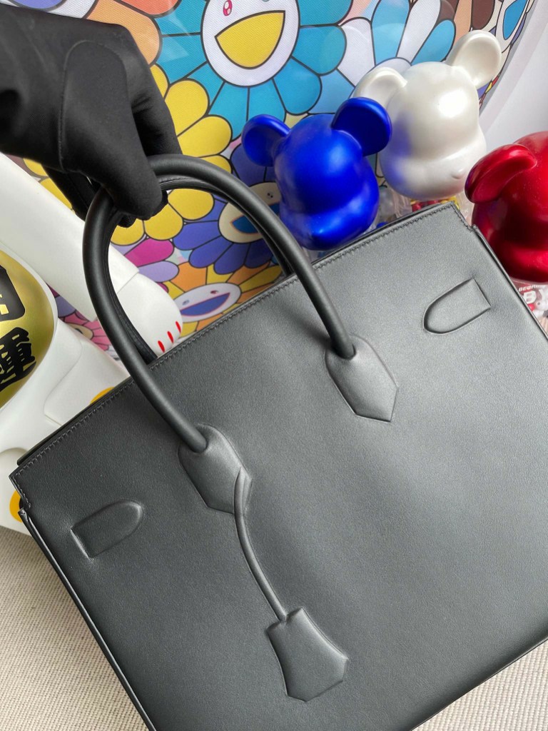 Hermès（爱马仕）Birkin Shadow 影子包 黑色 Noir 银扣 35cm