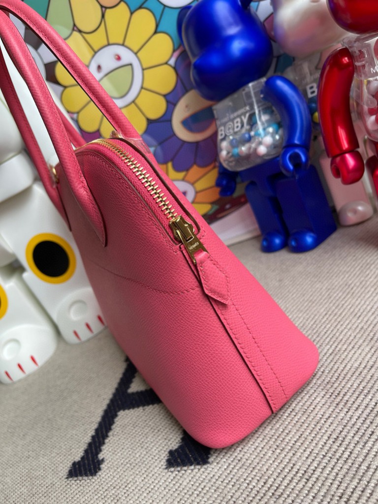 Hermès（爱马仕）Bolide 保龄球包 Epsom 原厂掌纹皮 8W 唇膏粉 rose gold 金扣 27cm 顶级手缝