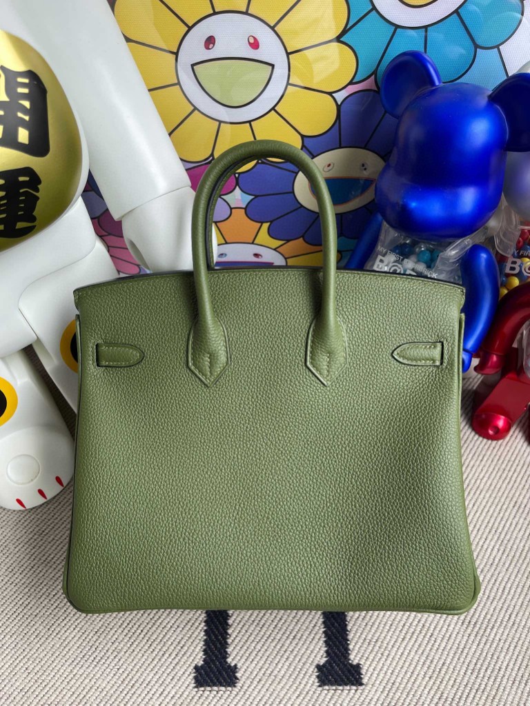 Hermès（爱马仕）Birkin 铂金包 原厂小牛皮 橄榄绿 银扣 25cm 顶级手缝