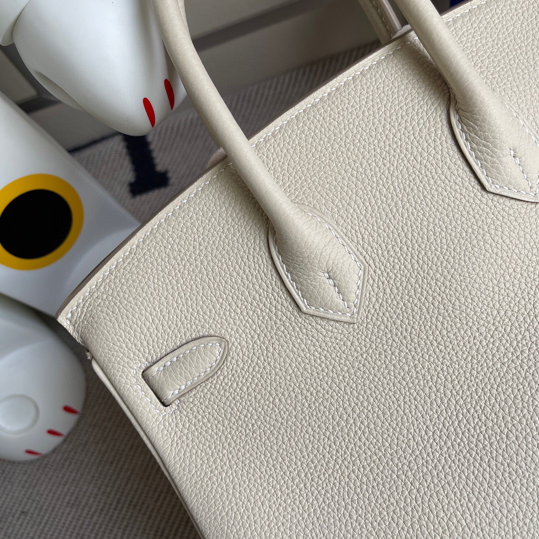 Hermès（爱马仕）Birkin 铂金包 原厂小牛皮 ck10 奶昔白 craie 金扣 25cm 顶级手缝 现货